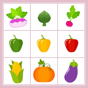 白色背景下卡通蔬菜的矢量集图片