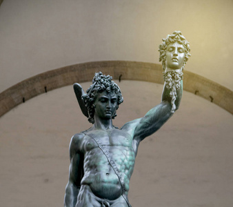 青铜雕塑，Perseo 与美杜莎，佛罗伦萨，意大利