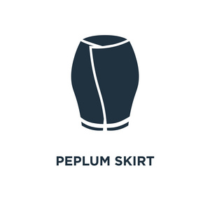 Peplum 裙图标。黑色填充矢量图。Peplum 裙子标志在白色背景。可用于网络和移动
