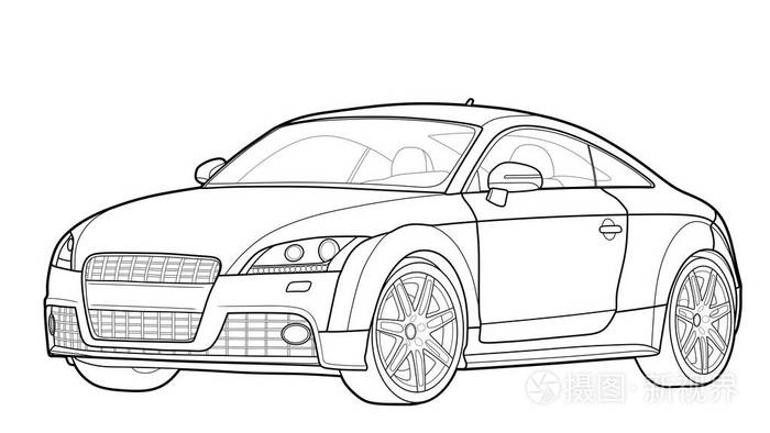 带黑线的平跑车的矢量绘制