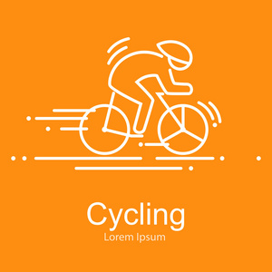 运动自行车和骑手图标细线矢量插图