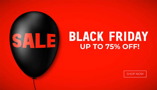 黑色星期五销售网页横幅模板与现代的黑色和红色的颜色