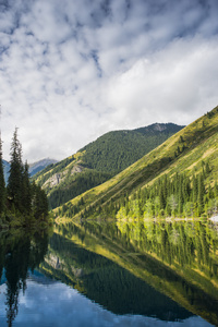 美丽的高山湖泊的景色