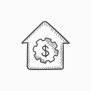 美元符号的房子素描图标图片