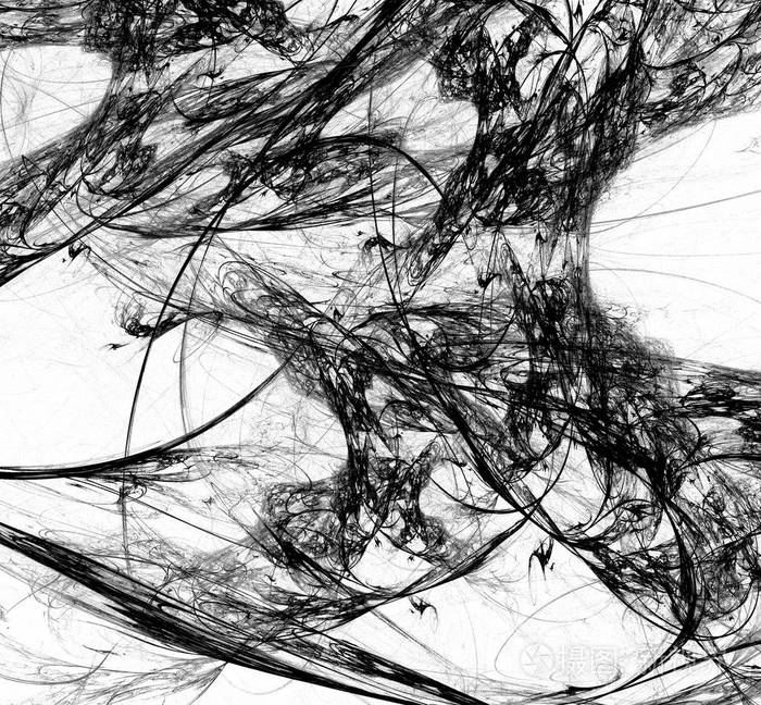 抽象黑白分形的白色背景.幻想分形纹理.数字艺术.3d 渲染.