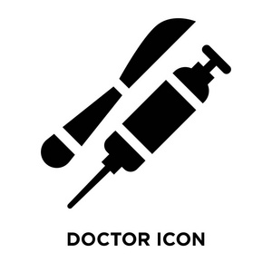医生图标矢量隔离在白色背景, 标志概念医生标志在透明背景, 充满黑色符号