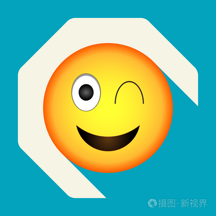 插画 图释眨眼的脸.眨眼表情符号.孤立的矢量图在背景上.