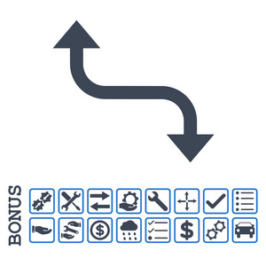 对面弯箭头平面矢量图标与奖金图片
