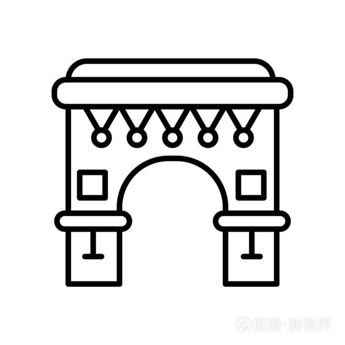 在白色背景下分离的凯旋门图标矢量弧插画-正版商用图片0smd0g-摄图新