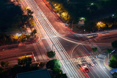 政府复杂站十字路口夜景, 大田, 在韩国