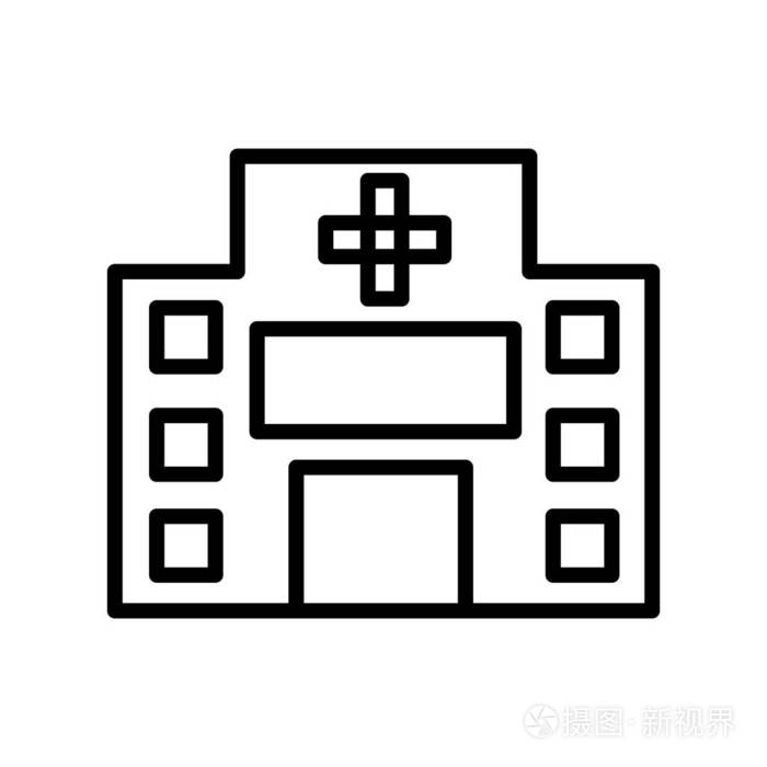 医院透明标志,线条或线形标志,元素设计中的轮廓样式插画-正版商用