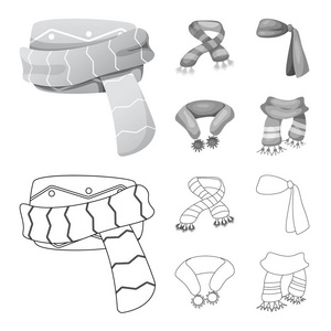 围巾和披肩图标的矢量设计。收集围巾和附件矢量图标的股票
