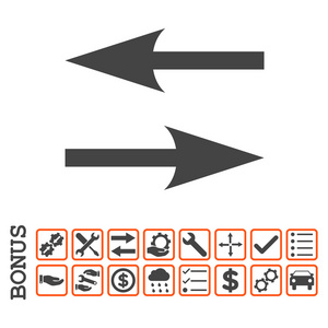横向交流箭头平矢量图标与奖金