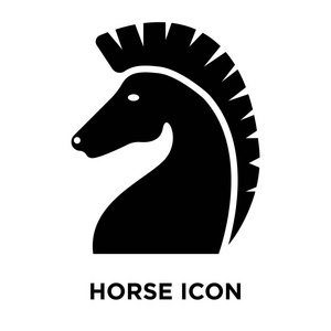 马图标向量被隔离在白色背景上, 标志概念马标志在透明背景, 充满黑色符号