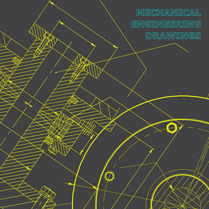 工程学科的背景。技术说明。机械工程。技术设计。仪器制造。盖上, 横幅灰色