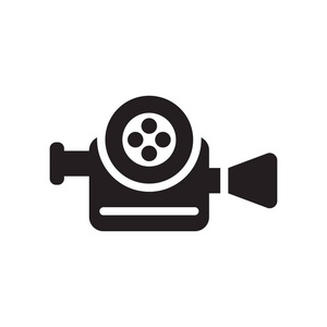 电影卷轴摄像机图标矢量符号和符号隔离在照片