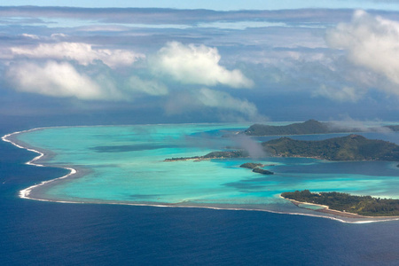 波拉波拉岛法属波利尼西亚航空飞机全景景观