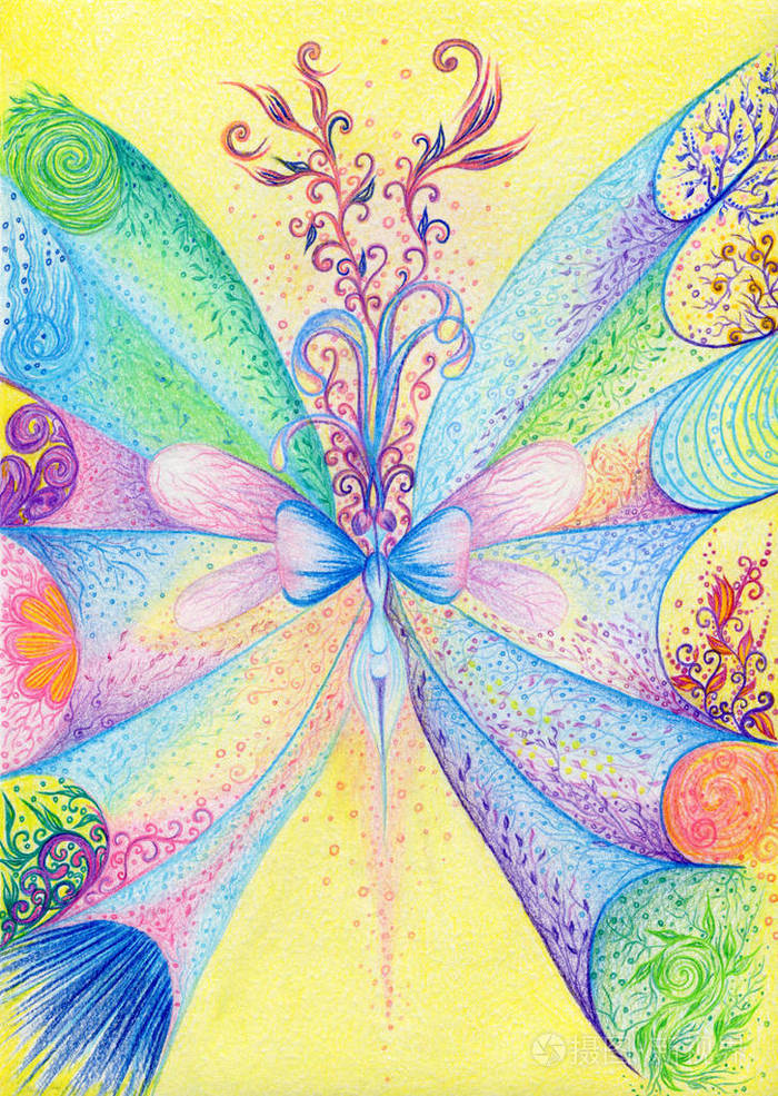 童话故事和幻想世界.用彩色铅笔在纸上画画