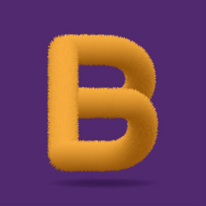 橙色毛皮大写字母 B, 由毛皮纹理组成的字母表矢量