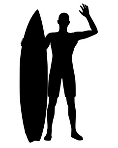 一个人抱着冲浪板的剪影