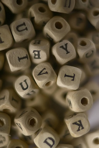 木制立方体的背景字母, 教育和阅读的概念, 学习信件