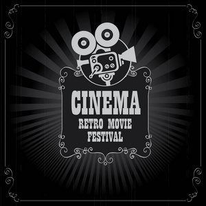 矢量电影电影节海报与老式的电影相机复古风格。可用于横幅海报网页背景