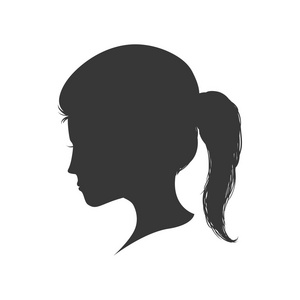 女人头剪影女性阿凡达图标.矢量图形照片