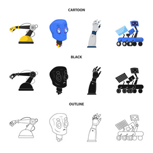机器人和工厂符号的孤立对象。机器人与空间股票矢量图集