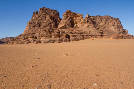 惊人的岩石形成在 Tadrart 胭脂。Tassili najjer 国家公园, 阿尔及利亚