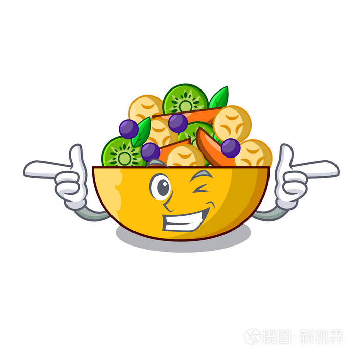 动漫碗健康新鲜水果沙拉