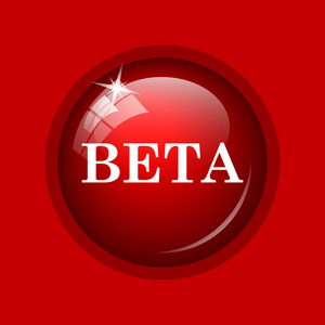 Beta 图标。红色背景上的互联网按钮