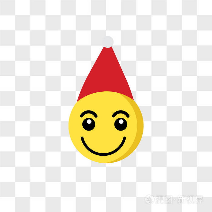 在透明背景上隔离的圣诞老人 emoji 表情矢量图标