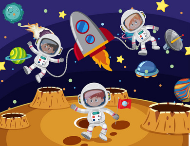 矢量宇航员在太空,工作性质和娱乐太空人星系大气系统幻想旅行人矢量