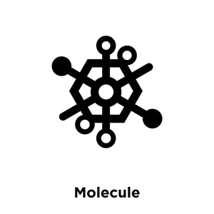 分子图标向量被隔离在白色背景上, 标志概念的分子符号在透明背景下, 填充黑色符号