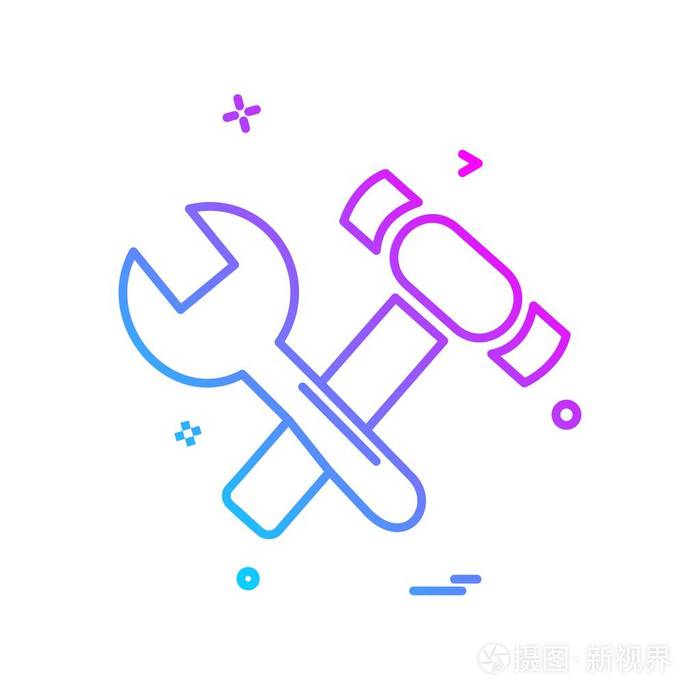 五金工具图标设计, 矢量插图