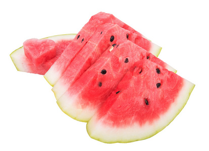 圆角的瓜四块西瓜和心照片