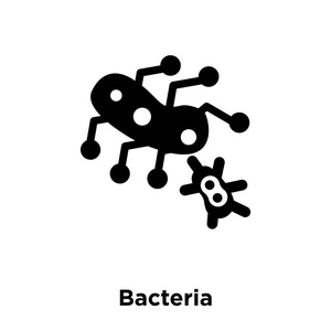 细菌图标向量被隔离在白色背景, 标志概念细菌标志在透明背景, 充满黑色符号
