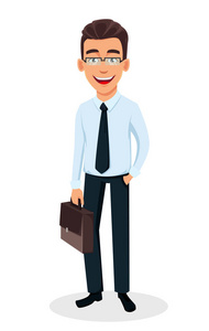 商务男士卡通人物手持手提箱.