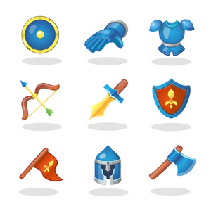 游戏盔甲骑士武器卡通图标设置.