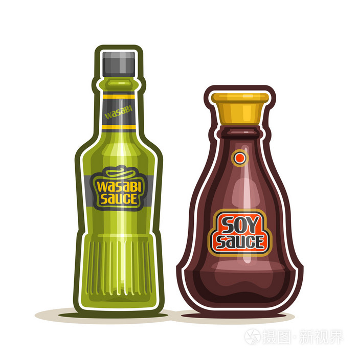 矢量标志芥末和酱油瓶