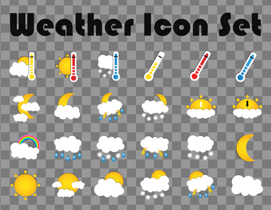 24 矢量天气平面图标隔离组。矢量图