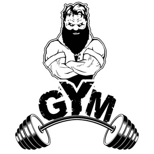 一个强壮男人抽象形象的健身房矢量设计照片