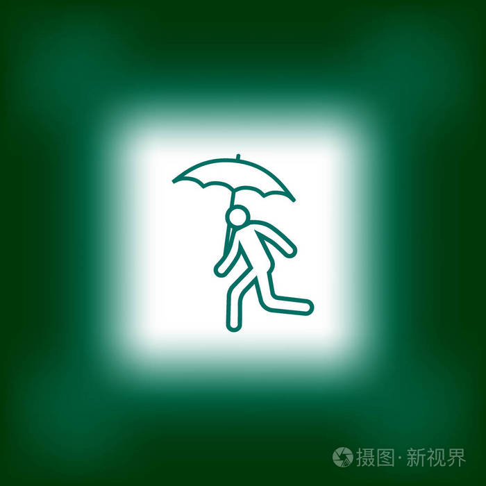 带伞的跑步人矢量插图图标