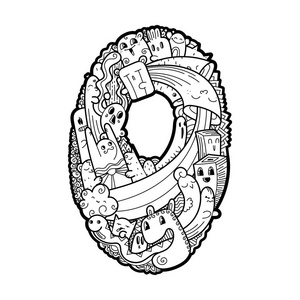 可爱的 monstred 数字, 数学符号照片