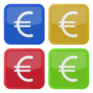 一套四方形图标与欧元货币符号