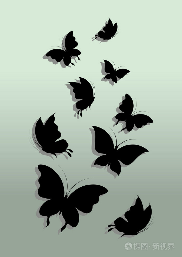飞行的蝴蝶.矢量图.抽象背景