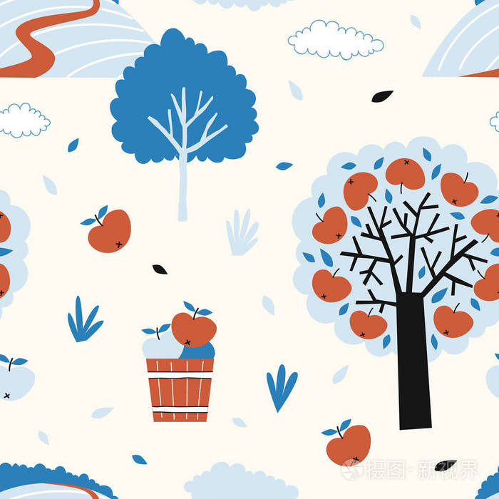 苹果果园模式.矢量插图