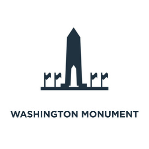 黑色填充矢量图.华盛顿纪念碑标志在白色背景.可用于网络和移动照片