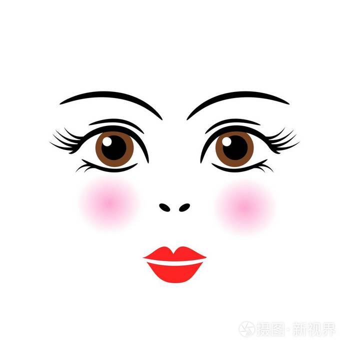 娃娃, 女孩, 女人可爱的脸模板矢量插画-正版商用图片0so835-摄图新视