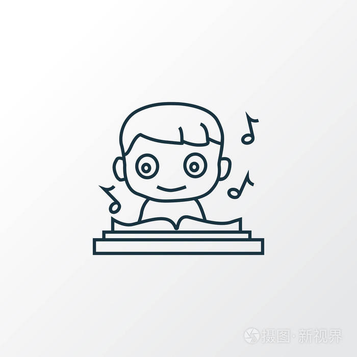 音乐图标线符号.时尚风格中的优质隔离小学生元素